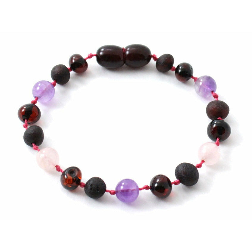 Amber and Amethyst Gemstone Bracelets