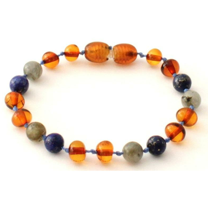 Amber and Lapis Lazuli Bracelets or Anklets