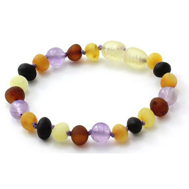 Amber and Amethyst Gemstone Bracelets